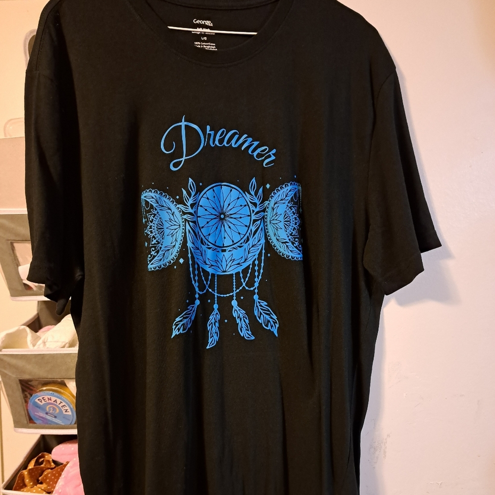 George Large t-shirt, dreamer, dreamcatcher, black and blue moon shirt